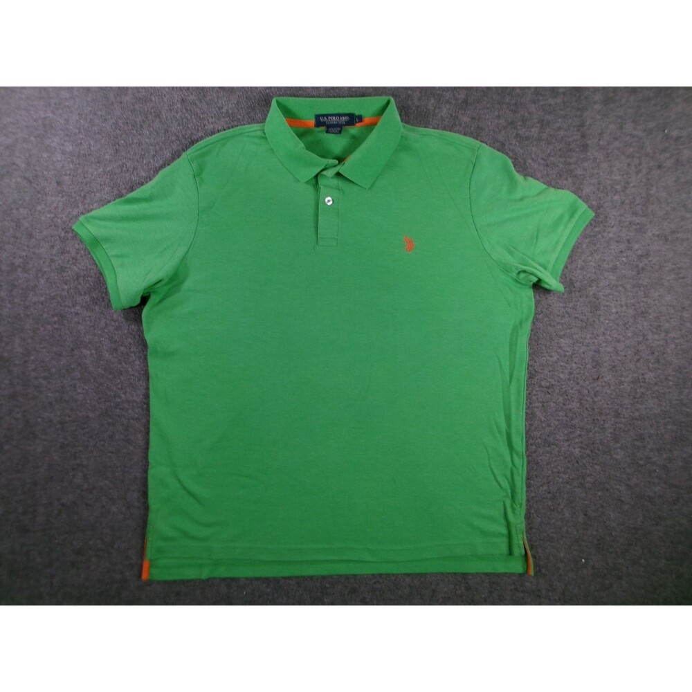 US Polo Assn Polo Shirt Mens Large Green Luxury Feel Classic Casual Preppy Golf